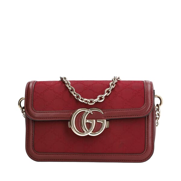 Leather/Silk GG Go Shoulder Bag Burgundy