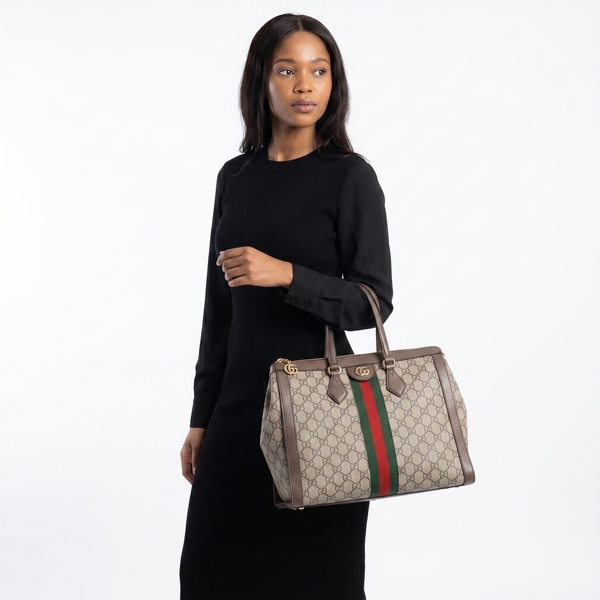Supreme GG Ophidia Medium Tote Beige/Ebony