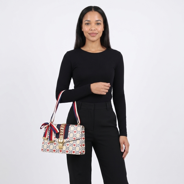 Leather Valentine's Day Sylvie Shoulder Bag White