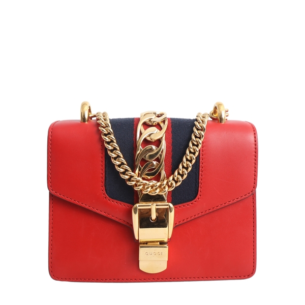 Leather Mini Sylvie Shoulder Bag Red