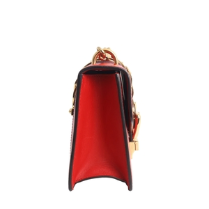 Leather Mini Sylvie Shoulder Bag Red, view 7