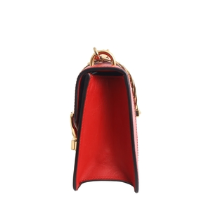 Leather Mini Sylvie Shoulder Bag Red, view 4