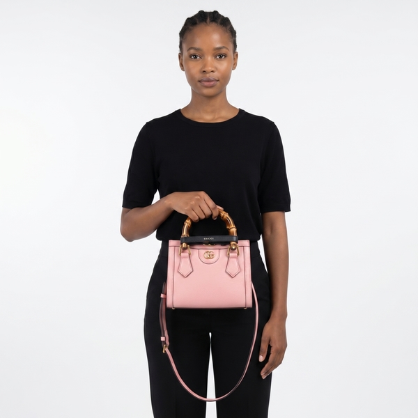 Leather Diana Small Tote Pink