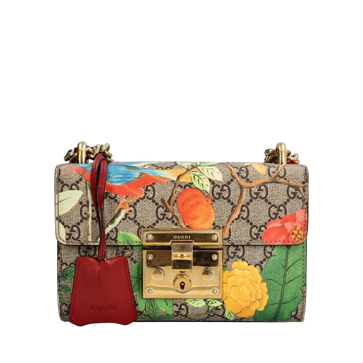 GUCCI Supreme GG Tian Padlock Chain Bag Floral | Luxity