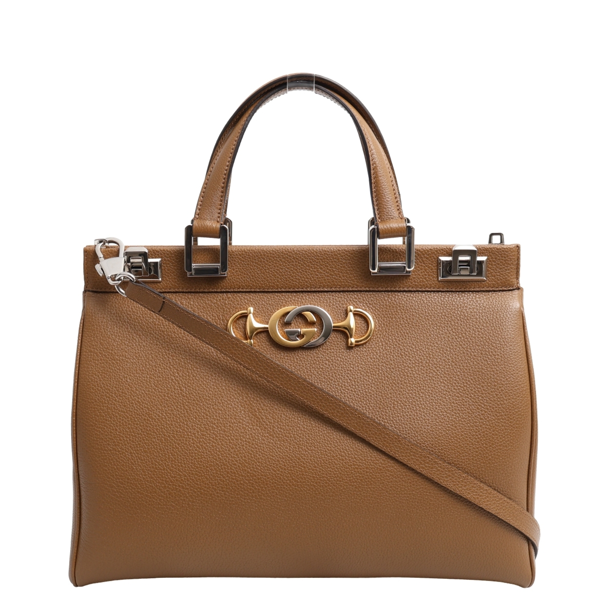 GUCCI Leather Zumi Medium Tote Taupe | Luxity