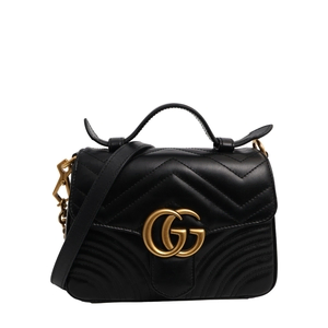 GUCCI Marmont GG Matelasse Mini Top Handle Bag Black | Luxity