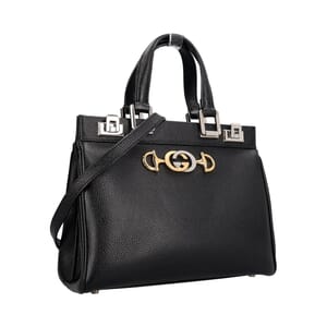 Leather Zumi Small Tote Black, view 2