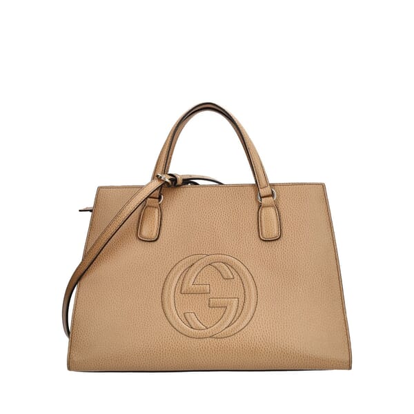 Leather Medium Soho Tote Beige