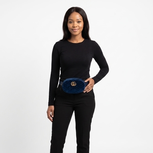 Velvet GG Marmont Belt Bag Blue - S: 85 (34), view 8