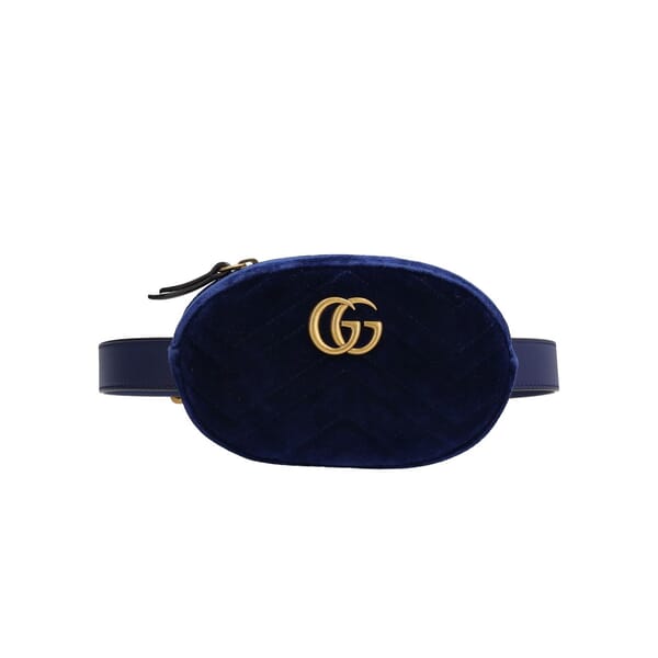 Velvet GG Marmont Belt Bag Blue - S: 85 (34)