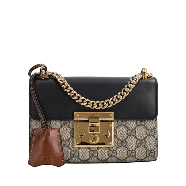 Supreme GG/Leather Padlock Small Shoulder Bag Beige/ Ebony/Black