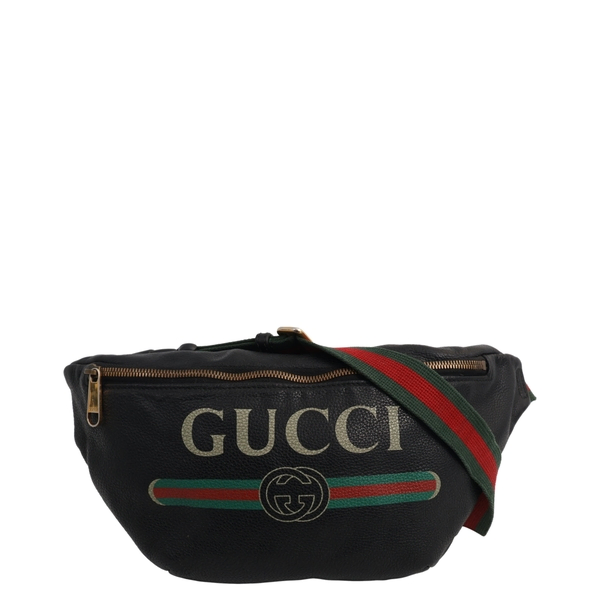 Leather Logo Belt Bag Black