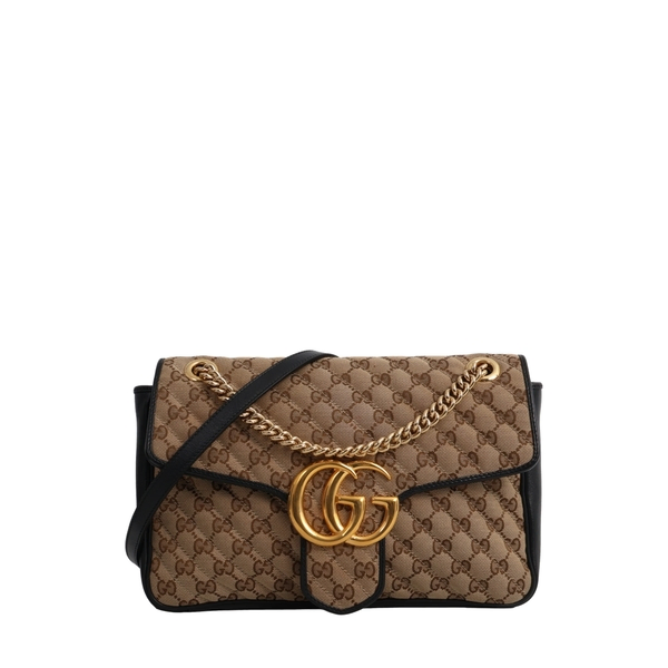 Matelasse Marmont GG Shoulder Bag Beige/Black