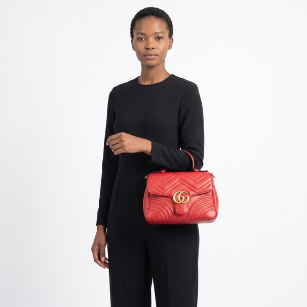 Marmont GG Small Top Handle Bag Red