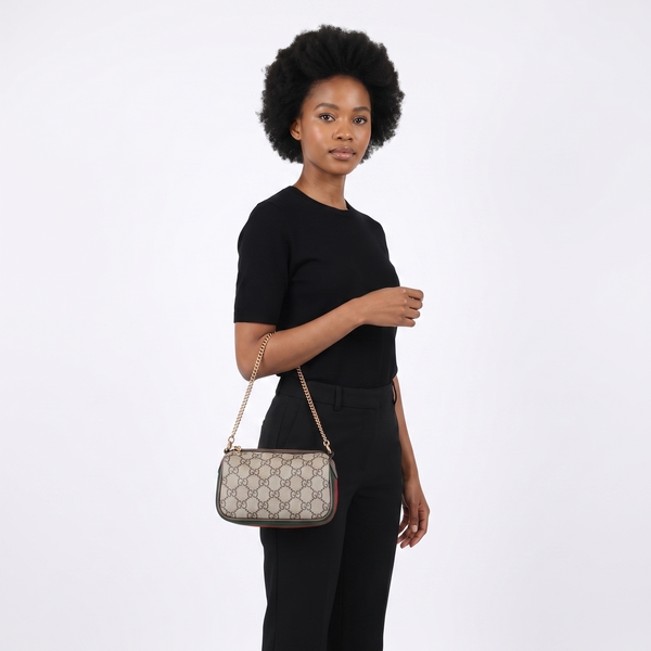 Supreme GG Mini Ophidia Shoulder Bag Beige