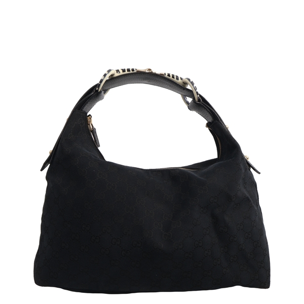 Canvas GG Bamboo Horsebit Hobo Black