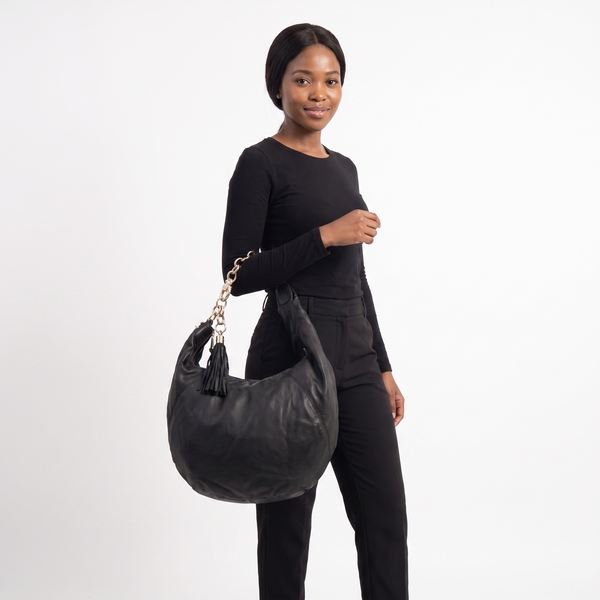 Leather Sienna Hobo Black