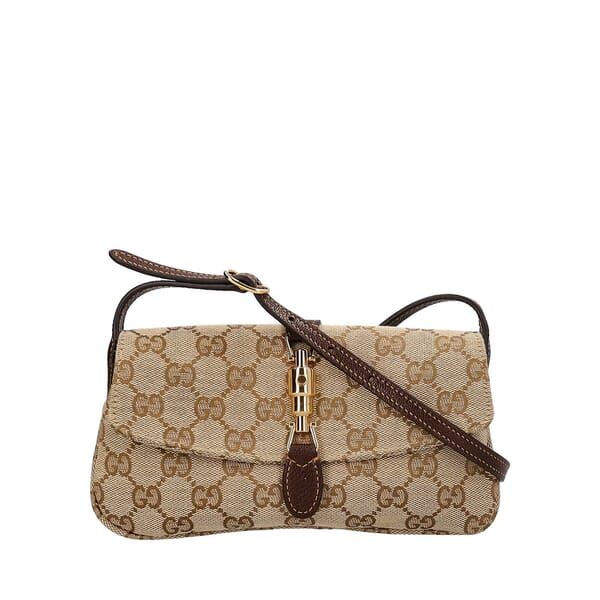 Canvas GG Jackie Small Shoulder Bag Beige/Brown