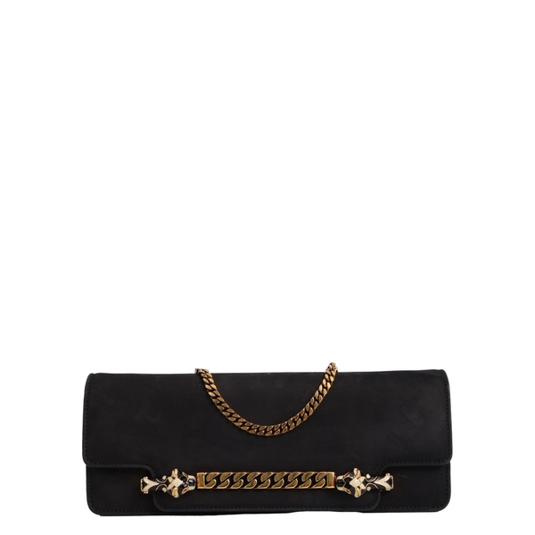 Vintage Suede Chain Tiger Head Bag/Clutch Black