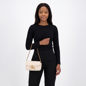 Marmont GG Mini Shoulder Bag Ivory, view 9