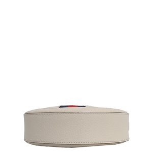 Leather Round Mini Ophidia Shoulder Bag White, view 6