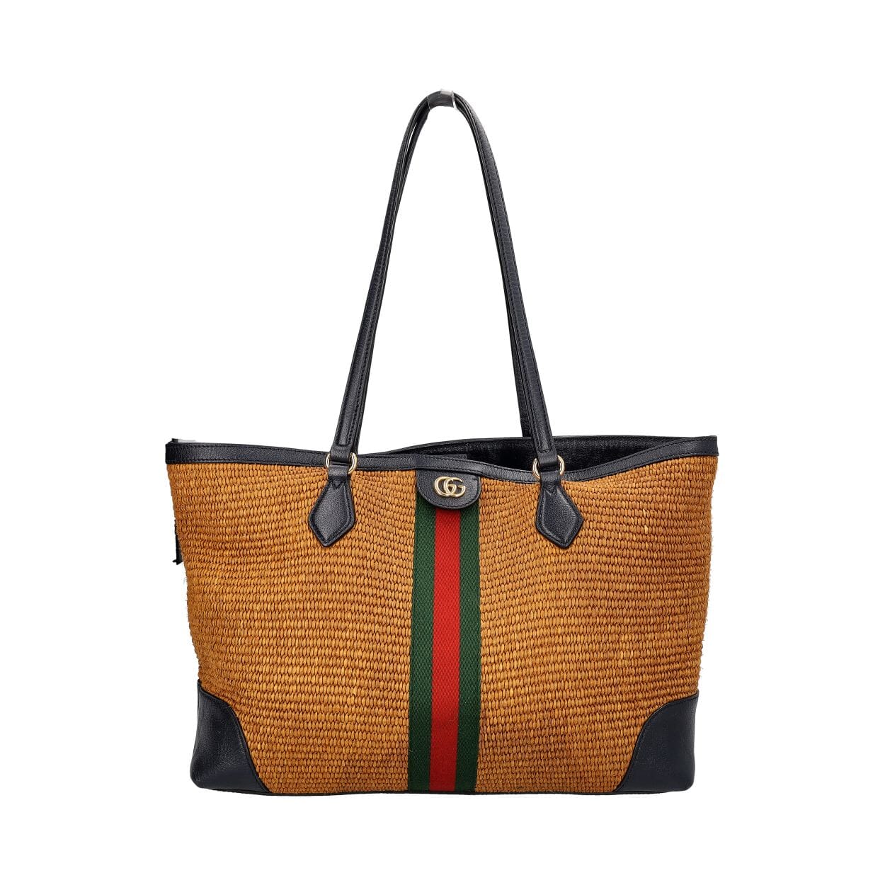 Raffia Ophidia Tote Brown/Navy
