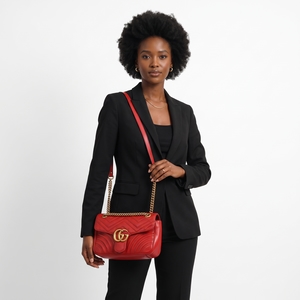 Marmont GG Medium Shoulder Bag Red, view 8