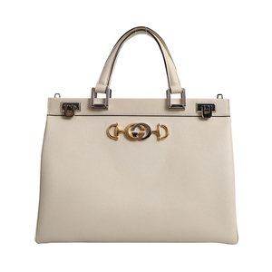 Leather Medium Zumi Tote Cream, view 4