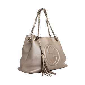 Metallic Soho Hobo Shoulder Bag Champagne Gold, view 2