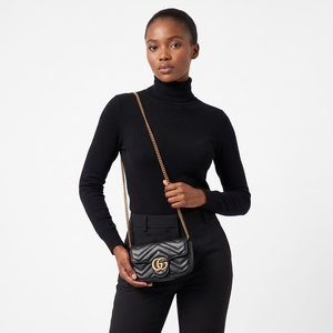 Matelasse GG Marmont Mini Shoulder Bag Black, view 8
