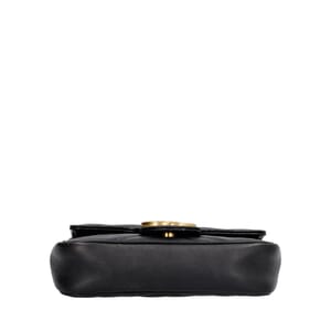 Leather GG Marmont Mini Shoulder Bag Black, view 6