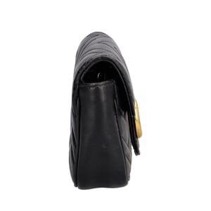 Leather GG Marmont Mini Shoulder Bag Black, view 4