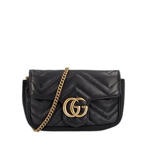 Leather GG Marmont Mini Shoulder Bag Black