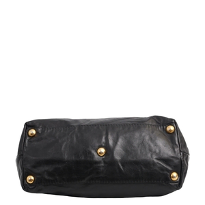 Leather Babouska Medium Tote Black, view 6