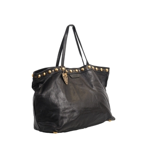 Leather Babouska Medium Tote Black, view 2