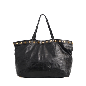 Leather Babouska Medium Tote Black, view 4