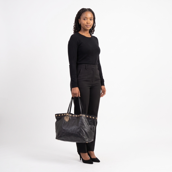 Leather Babouska Medium Tote Black
