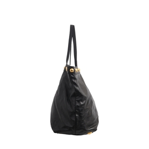 Leather Babouska Medium Tote Black, view 5
