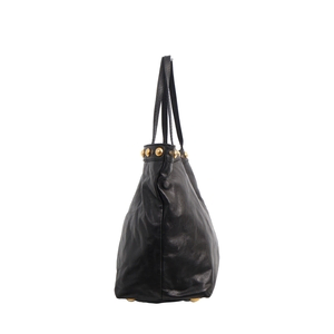 Leather Babouska Medium Tote Black, view 3
