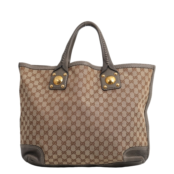 Canvas/Leather Sunset Tote Beige/Grey