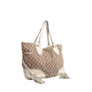 Canvas Tribeca Tassel Tote Beige/White, view 2