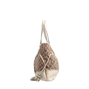 Canvas Tribeca Tassel Tote Beige/White, view 5