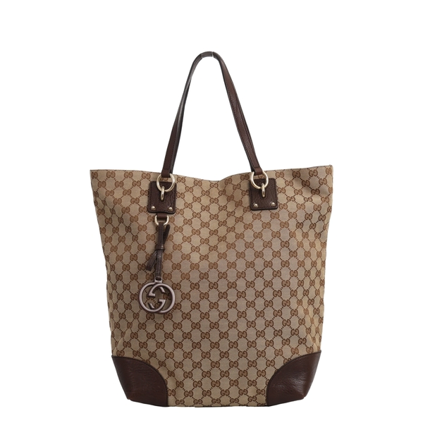 Canvas Large Charm Tote Beige/Brown