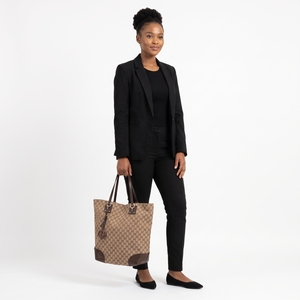 Canvas Large Charm Tote Beige/Brown, view 8
