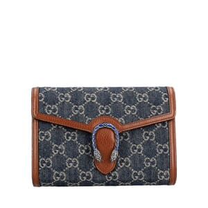 Denim GG Dionysus Chain Wallet Blue/Brown, view 4