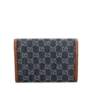 Denim GG Dionysus Chain Wallet Blue/Brown, view 3