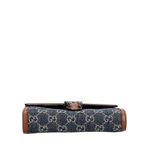 Denim GG Dionysus Chain Wallet Blue/Brown, view 7