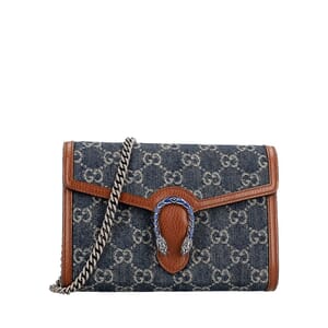Denim GG Dionysus Chain Wallet Blue/Brown