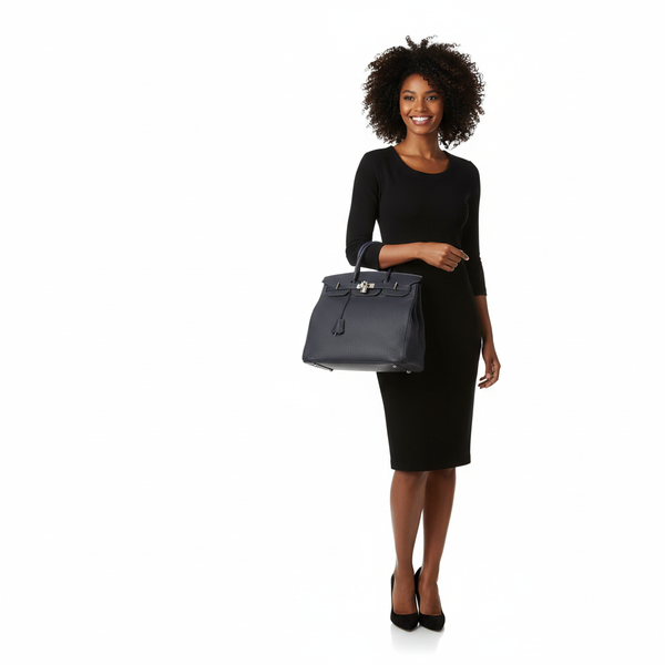 Clemence Leather HAC Birkin 40 Blue Indigo