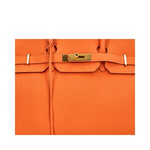 Clemence Birkin Handbag 35 Retourne Orange, view 7